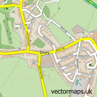 Street map sample of Drury, Clwyd