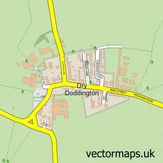 Street map sample of Dry Doddington, Lincolnshire