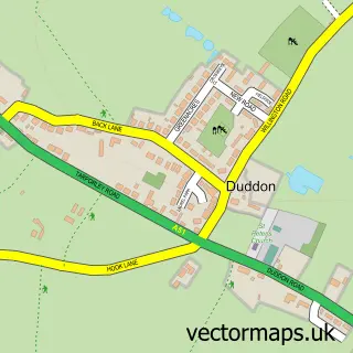 Street map sample of Duddon, Cheshire