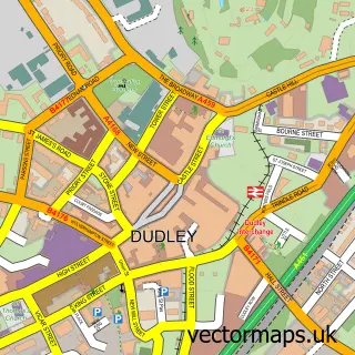 Street map sample of Dudley, West Midlands