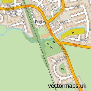 Street map sample of Dudley, Tyne & Wear