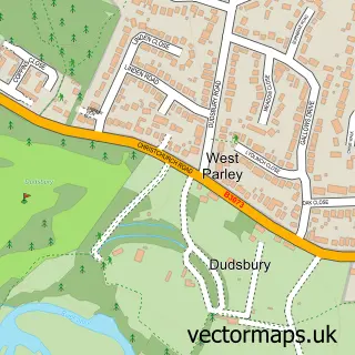 Street map sample of Dudsbury, Dorset