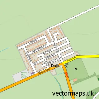 Street map sample of Duffus, Moray