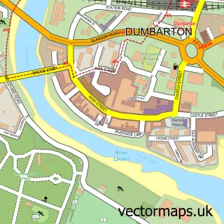 Street map sample of Dumbarton, Dunbartonshire