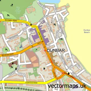 Street map sample of Dunbar, East Lothian