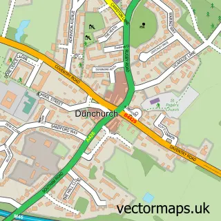 Street map sample of Dunchurch, Warwickshire