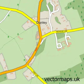 Street map sample of Dunley, Worcestershire