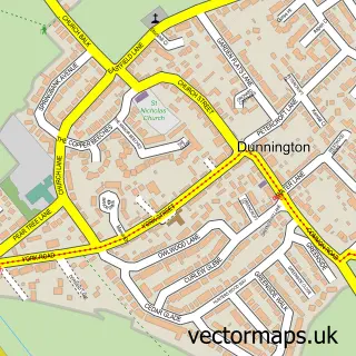 Street map sample of Dunnington, North Yorkshire