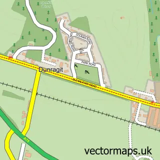 Street map sample of Dunragit, Wigtown