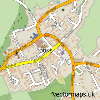 Street map sample of Duns, Berwickshire