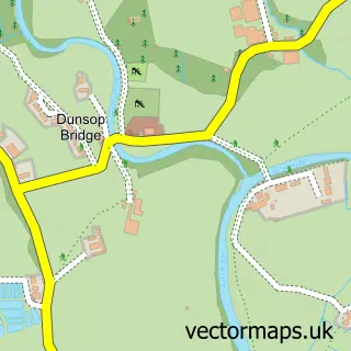 Street map sample of Dunsop Bridge, Lancashire