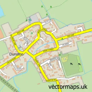 Street map sample of Dunston, Lincolnshire