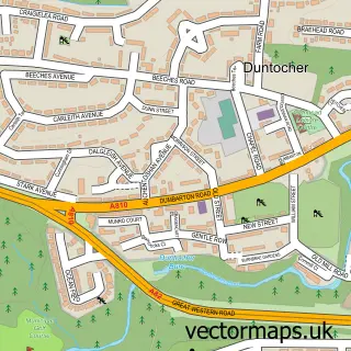 Street map sample of Duntocher, Dunbartonshire