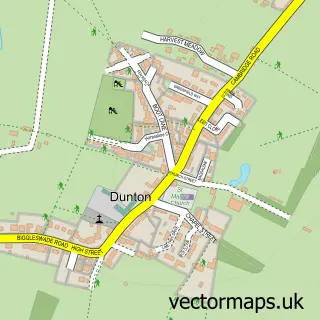 Street map sample of Dunton, Bedfordshire