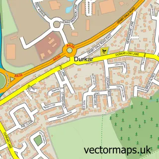 Street map sample of Durkar, West Yorkshire