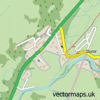 Street map sample of Duror, Inverness