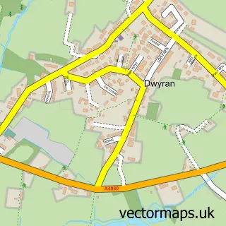 Street map sample of Dwyran, Gwynedd