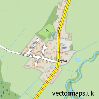 Street map sample of Dyke, Moray