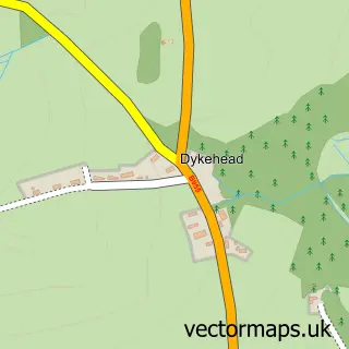 Street map sample of Dykehead, Angus
