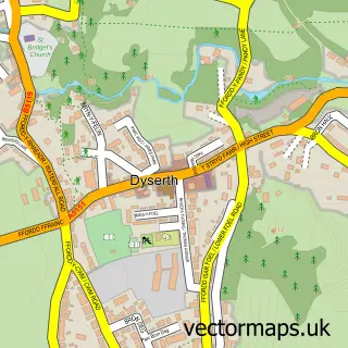 Street map sample of Dyserth, Clwyd