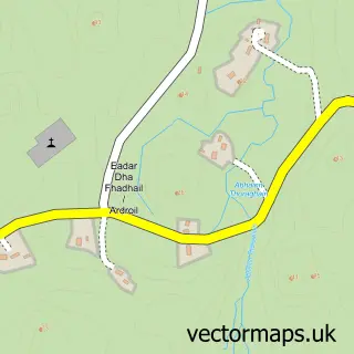 Street map sample of Eadar Dhà Fhadhail, Western Isles