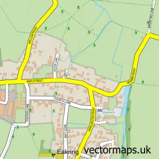 Street map sample of Eakring, Nottinghamshire