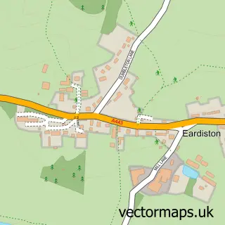 Street map sample of Eardiston, Worcestershire