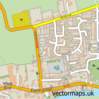 Street map sample of Earith, Cambridgeshire