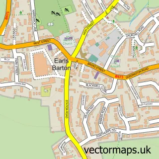 Street map sample of Earls Barton, Northamptonshire