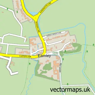 Street map sample of Earnley, West Sussex