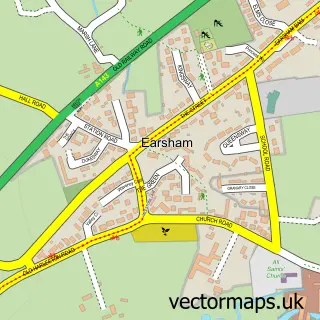 Street map sample of Earsham, Norfolk