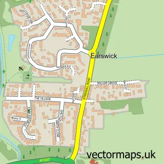 Street map sample of Earswick, North Yorkshire