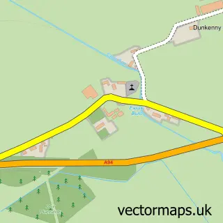 Street map sample of Eassie, Angus