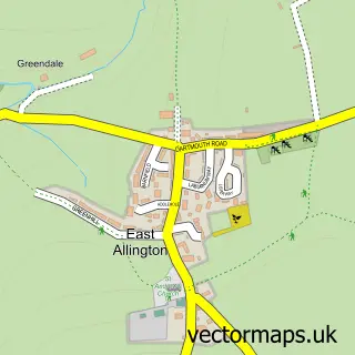 Street map sample of East Allington, Devon