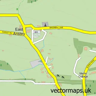 Street map sample of East Anstey, Devon
