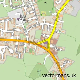 Street map sample of East Ardsley, West Yorkshire