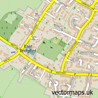 Street map sample of East Bridgford, Nottinghamshire