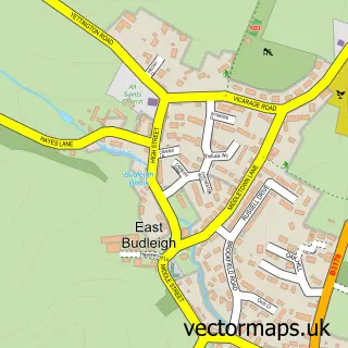 Street map sample of East Budleigh, Devon