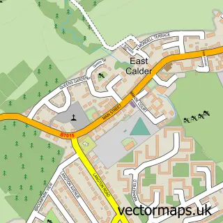 Street map sample of East Calder, West Lothian