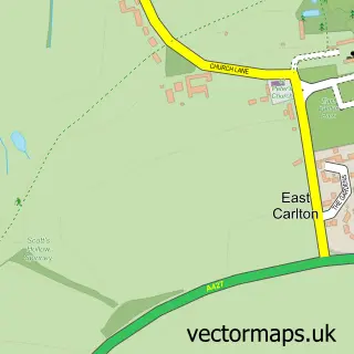Street map sample of East Carlton, Northamptonshire