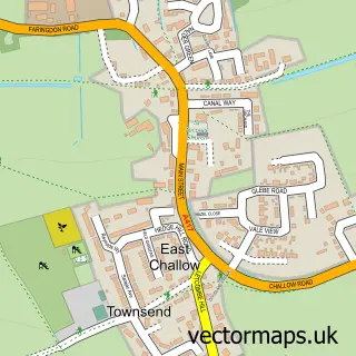 Street map sample of East Challow, Oxfordshire