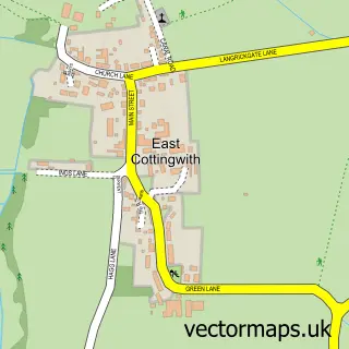 Street map sample of East Cottingwith, East Riding of Yorkshire