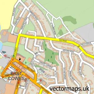 Street map sample of East Cowes, Isle of Wight