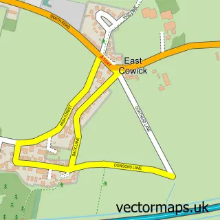 Street map sample of East Cowick, East Riding of Yorkshire