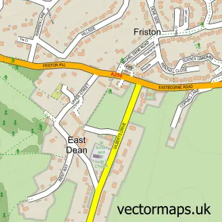 Street map sample of East Dean, East Sussex