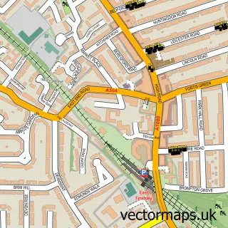 Street map sample of East Finchley, Greater London