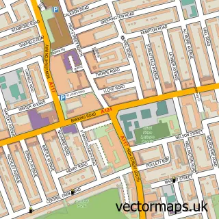 Street map sample of East Ham, Greater London