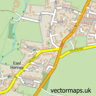 Street map sample of East Hanney, Oxfordshire