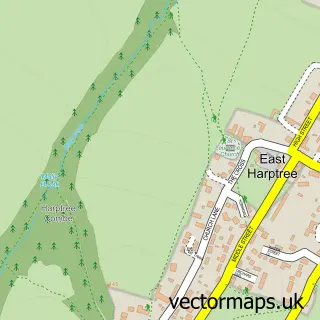 Street map sample of East Harptree, Somerset