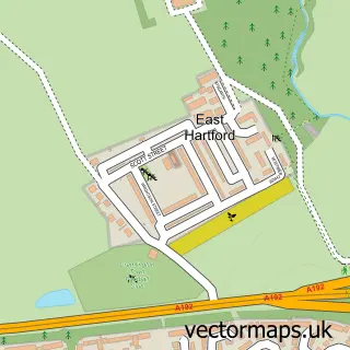 Street map sample of East Hartford, Northumberland